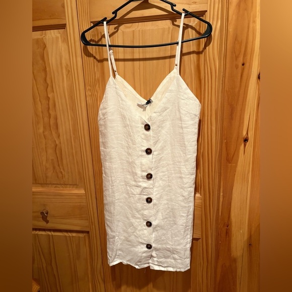 Olivaceous Dresses & Skirts - Olivaceous Linen blend Button Down Tie Back
Mini Dress White